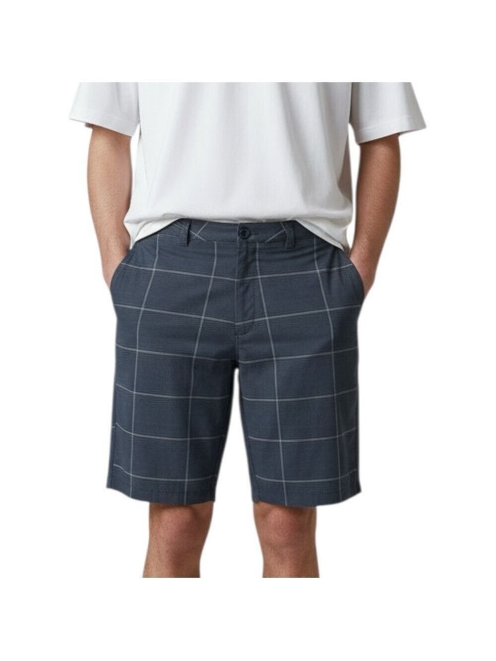 Hang Ten Navy Gray-Blue Plaid Golf Shorts Men’s Size 38 Stretch